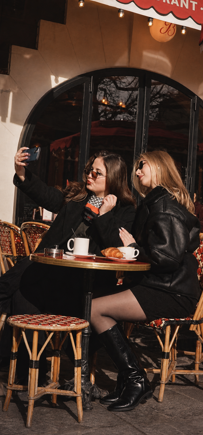 A slow Paris morning with your best friend, coffee on the table and conversations that always turn into laughter.